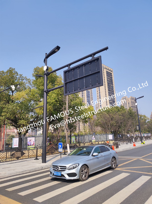 Chiny Zintegrowany słup oświetleniowy ze stali ocynkowanej ze znakiem drogowym z ekranem LED dostawca