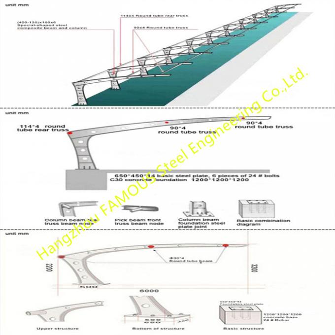 PVDF Sail Stalowa konstrukcja membranowa Zadaszenie Parking samochodowy Prefabrykowana szopa garażowa 0